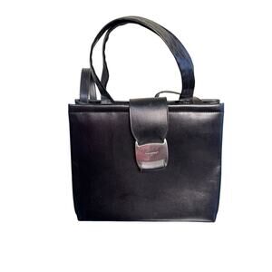 Salvatore Ferragamo Vintage Top Handle Bag in Black w/Silver Hardware